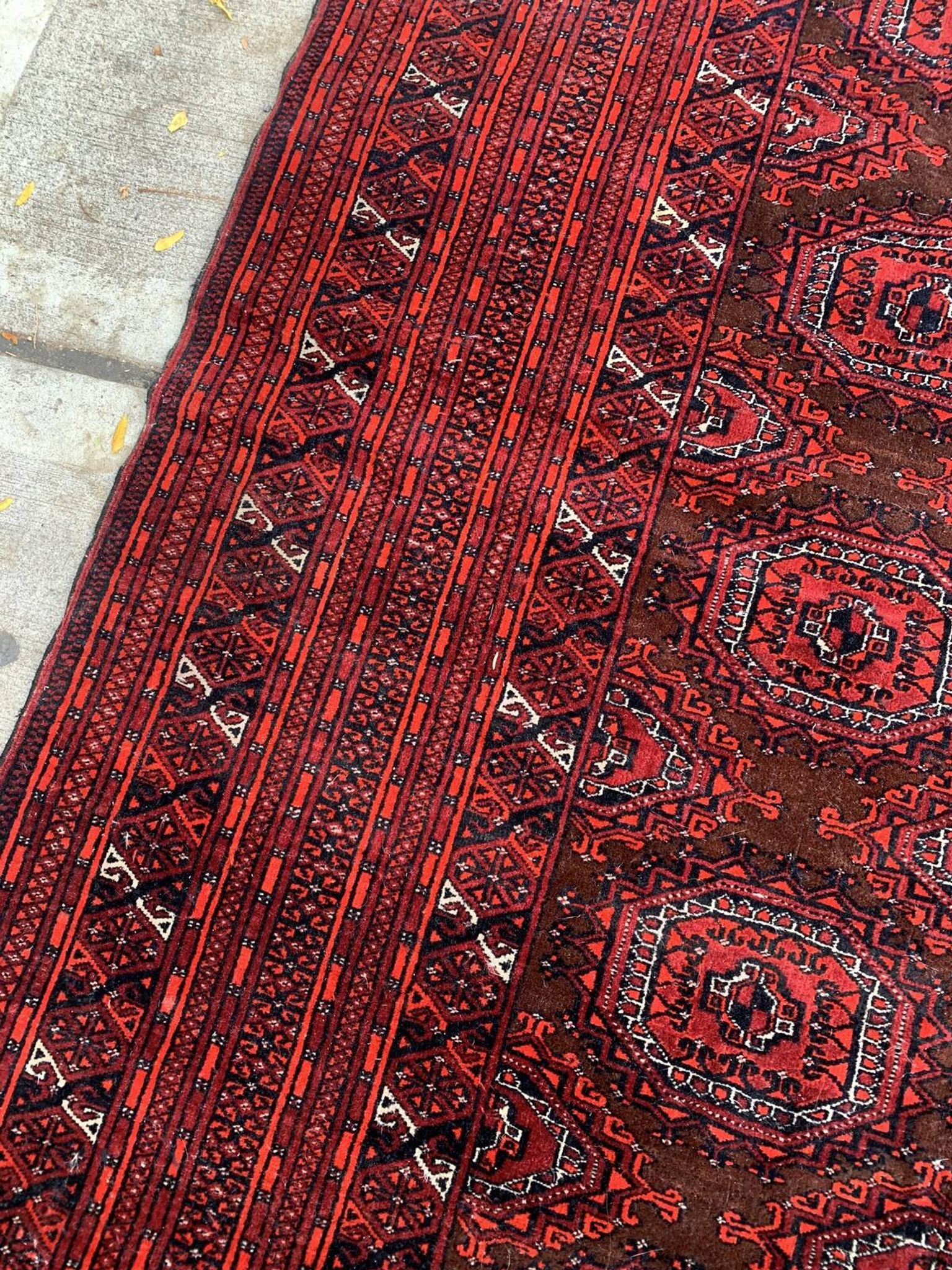 Vintage Uzbek Handmade Bukhara Rug, 4.5' x 5.10' (137cm x 181cm), 1960s