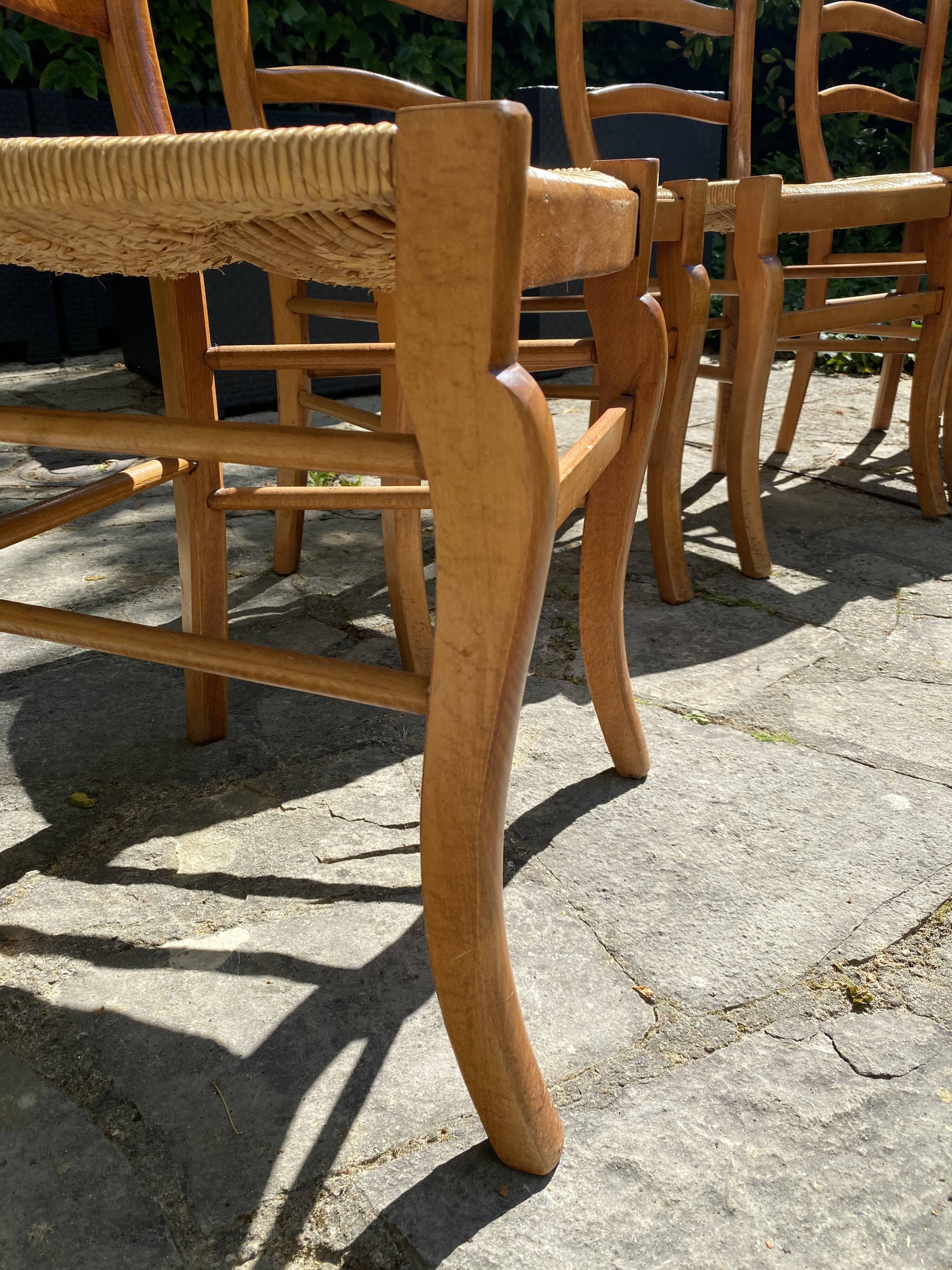 Set de 6 chaises en paille
