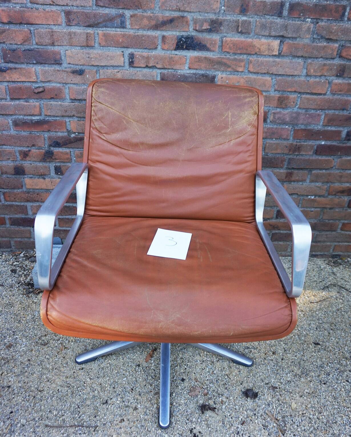 Cognac leather armchair by Delta 2000 for Wilkhahn, Germany, 1960s