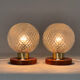 Pair of Midcentury Wood & Glass Table Lamps, 1970s