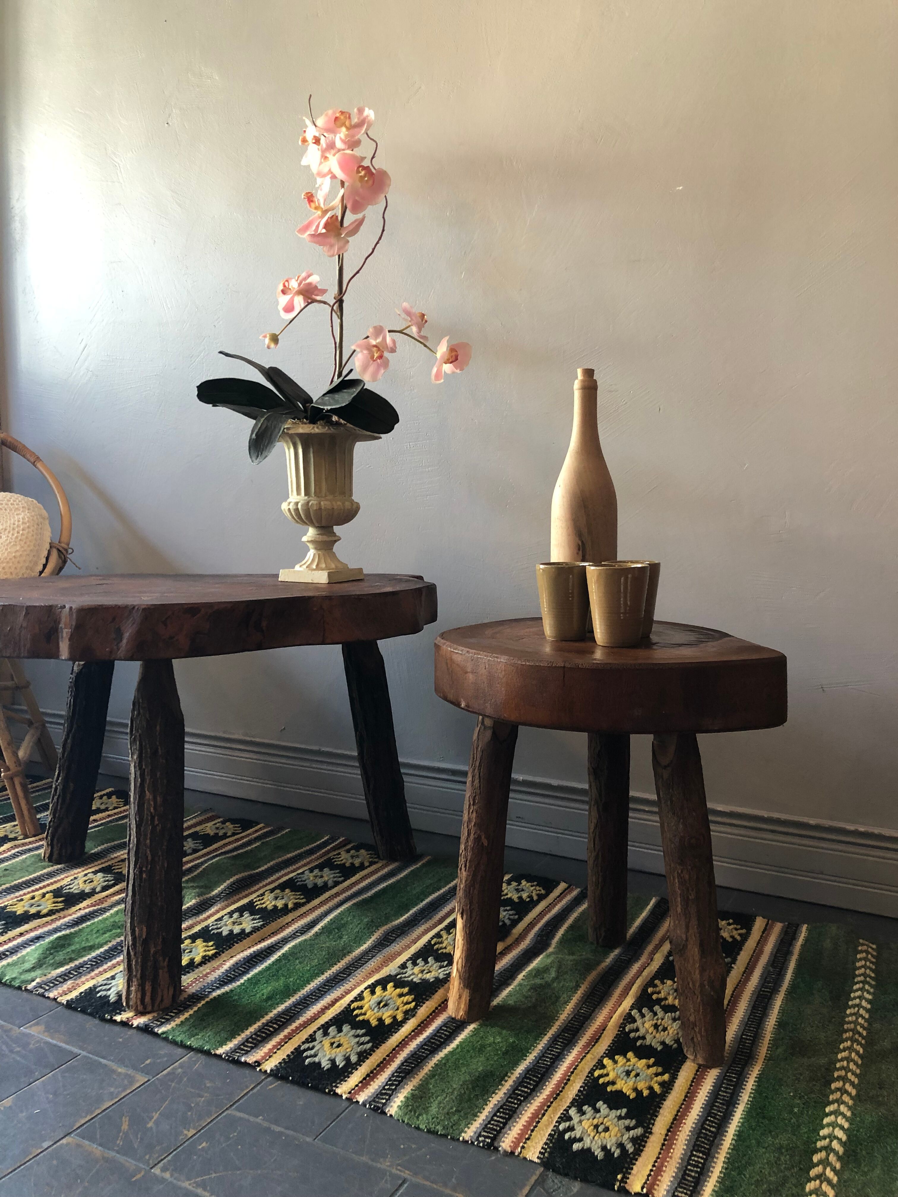 Brutalist oak side table