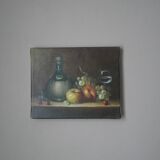 Tableau peinture ancienne huile sur toile nature morte W. Jenkins décoration campagne
