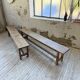 Set of two rustic oak farm benches 2m
