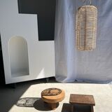 Large lantern-shaped rattan pendant lamp H50 D24
