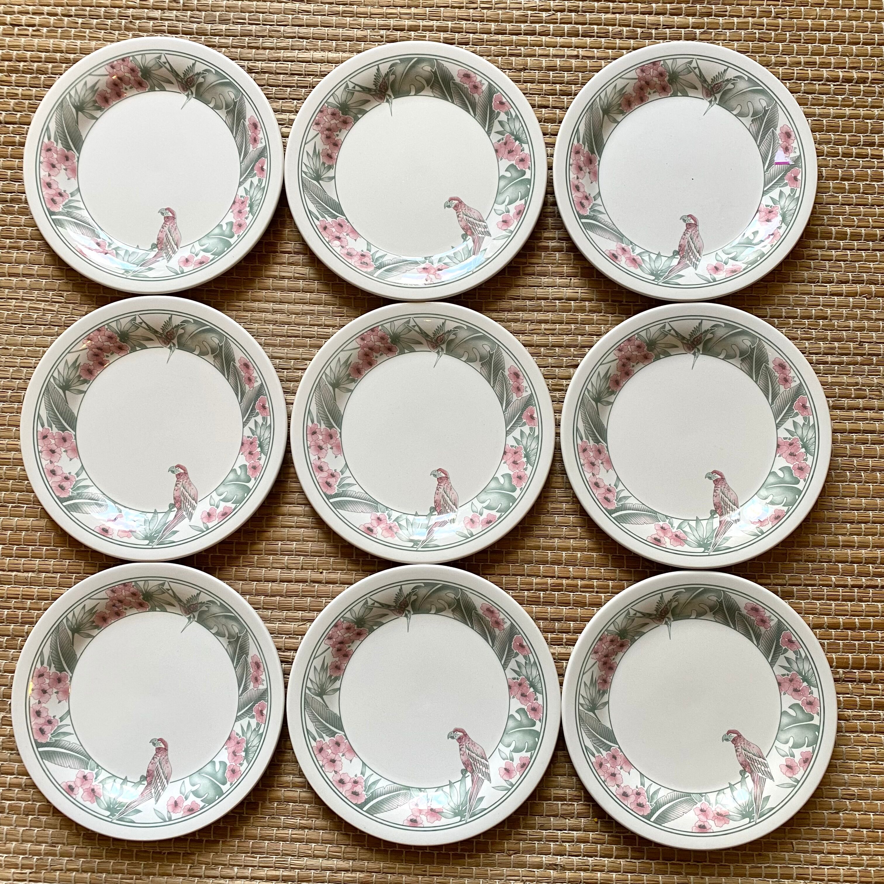 Parrot Tableware Staffordshire England Dessert Plates 1980s