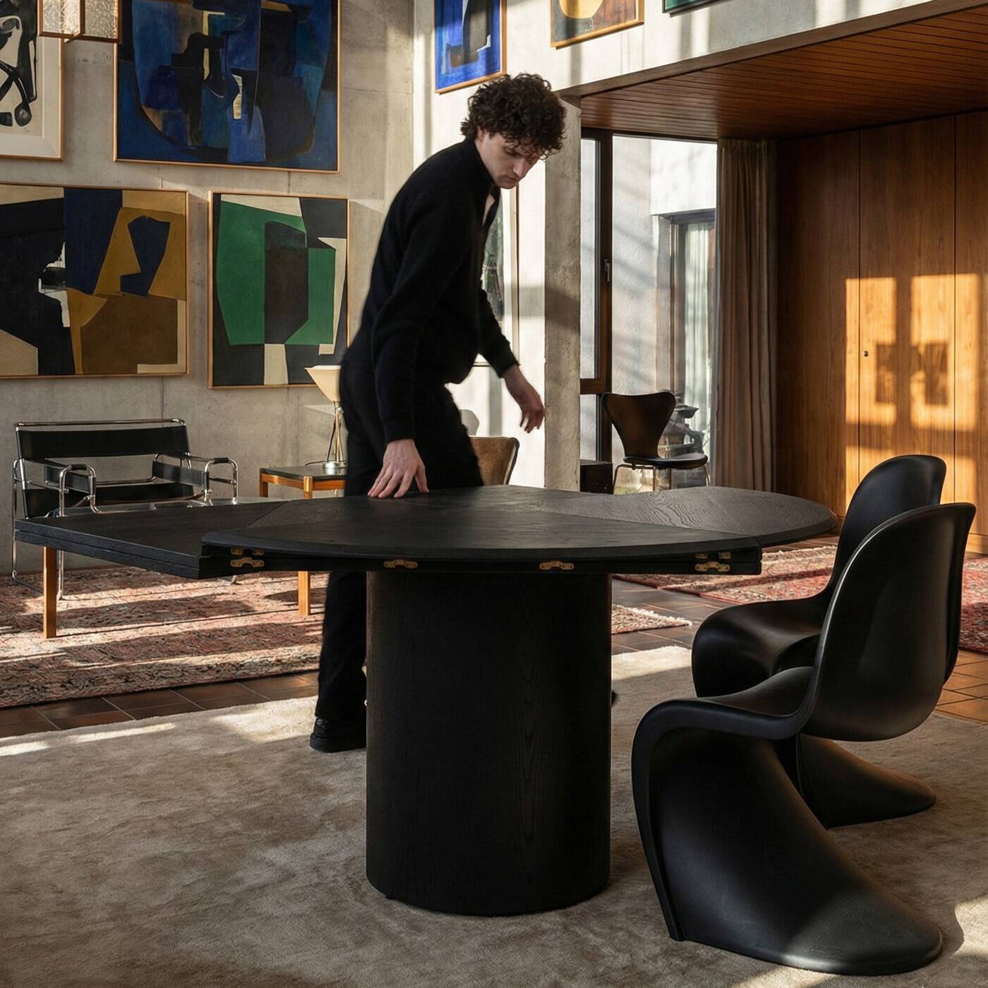 Table ronde/carrée en chêne noir
