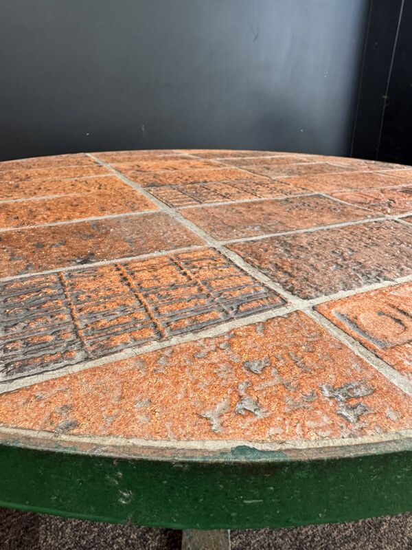 Table basse Jean Jaffeux – Céramique émaillée et piétement métal