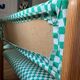 Vintage pine corner bench dining area