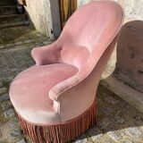 Toad style armchair in pink velvet