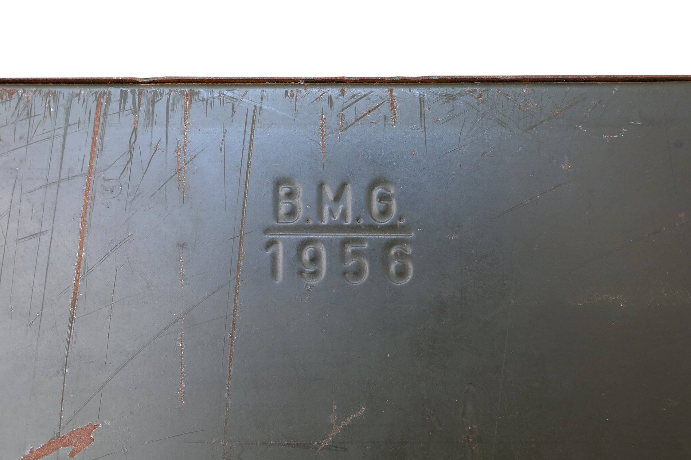 Classeur, commode militaire en métal vert, 1956