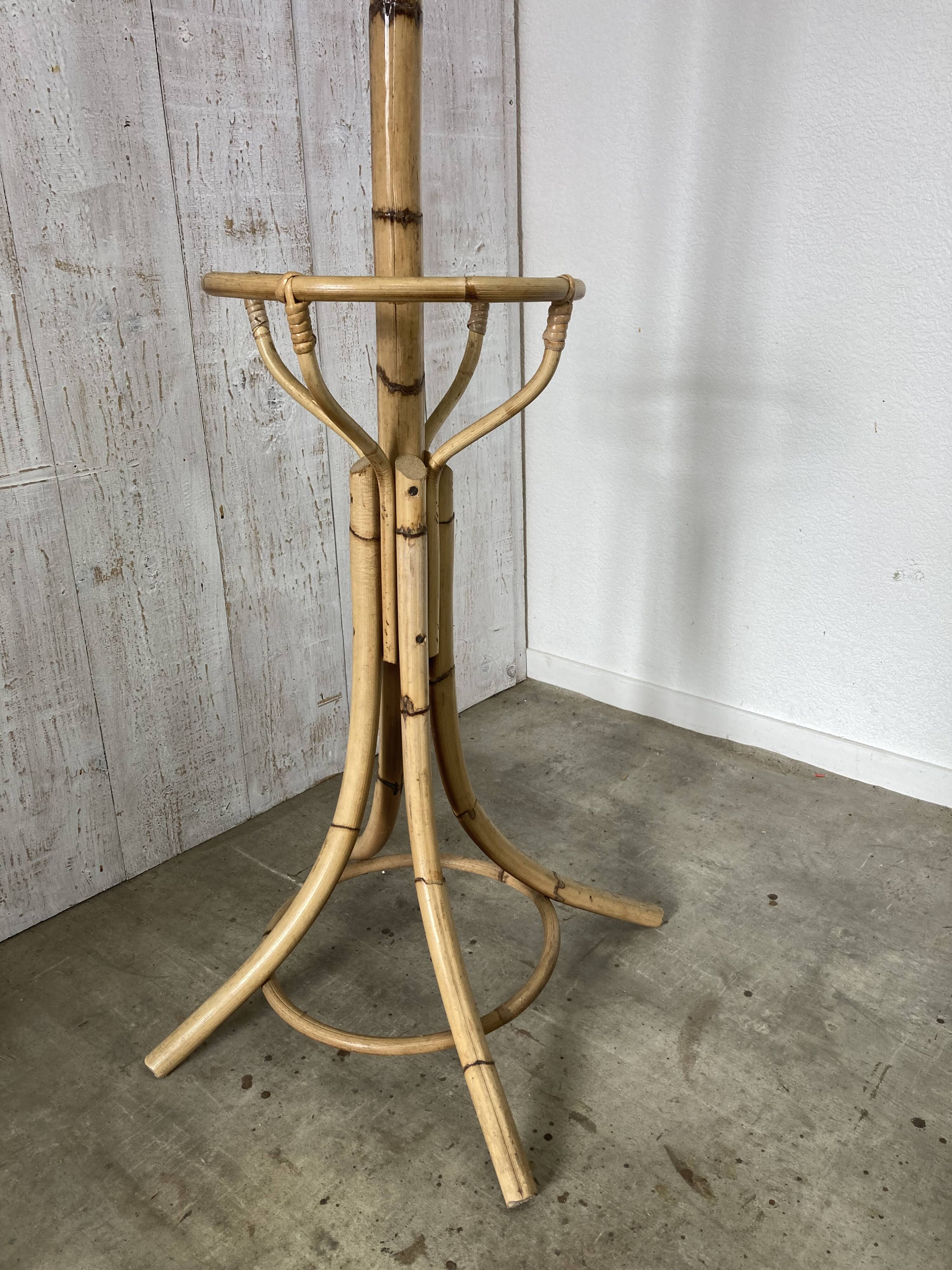 Vintage rattan coat rack