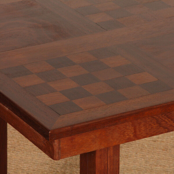 Wood and brass dining table, French craftsmanship, 1940.