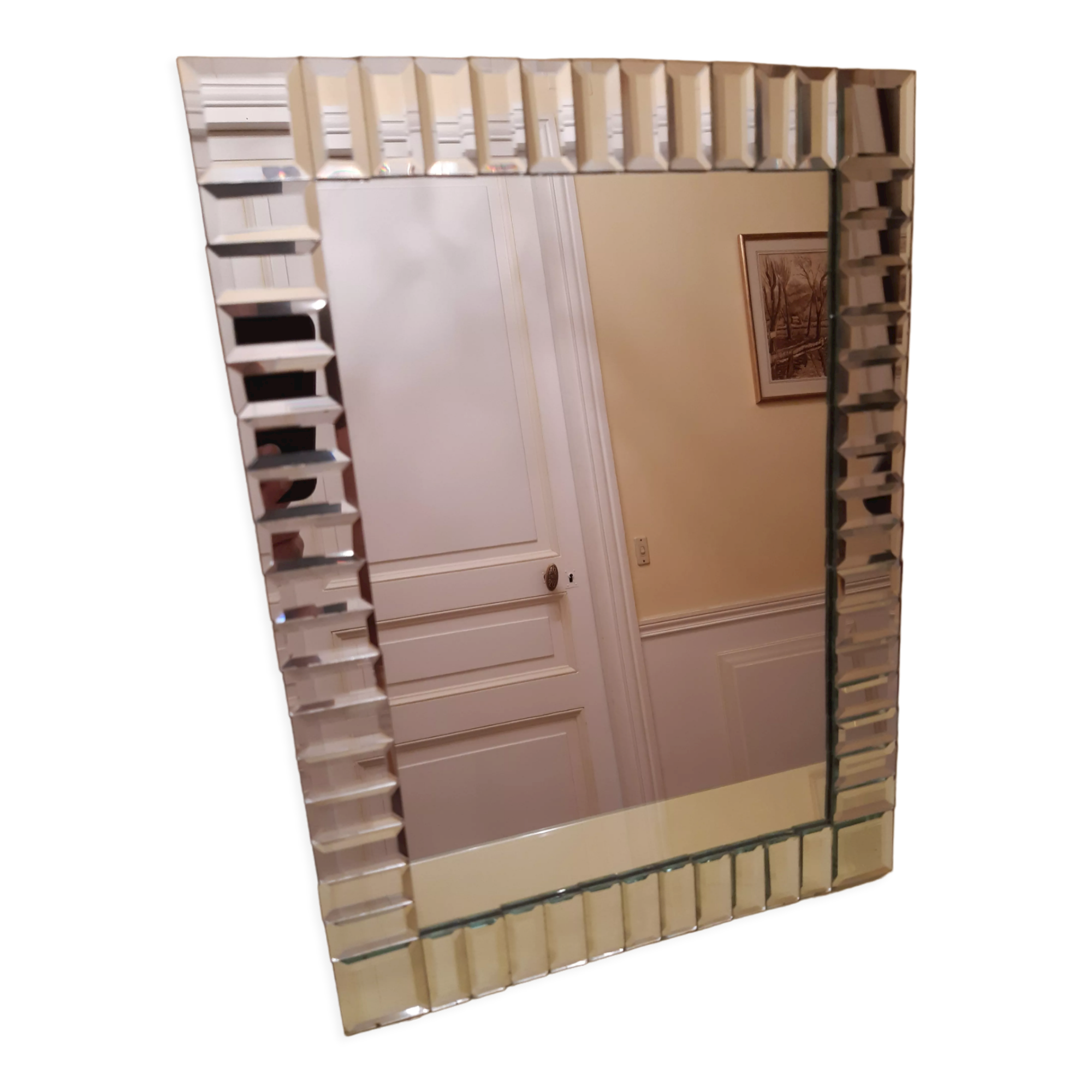 Beveled faceted mirror 40x30cm