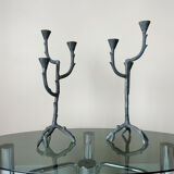 70s aluminum design candlesticks