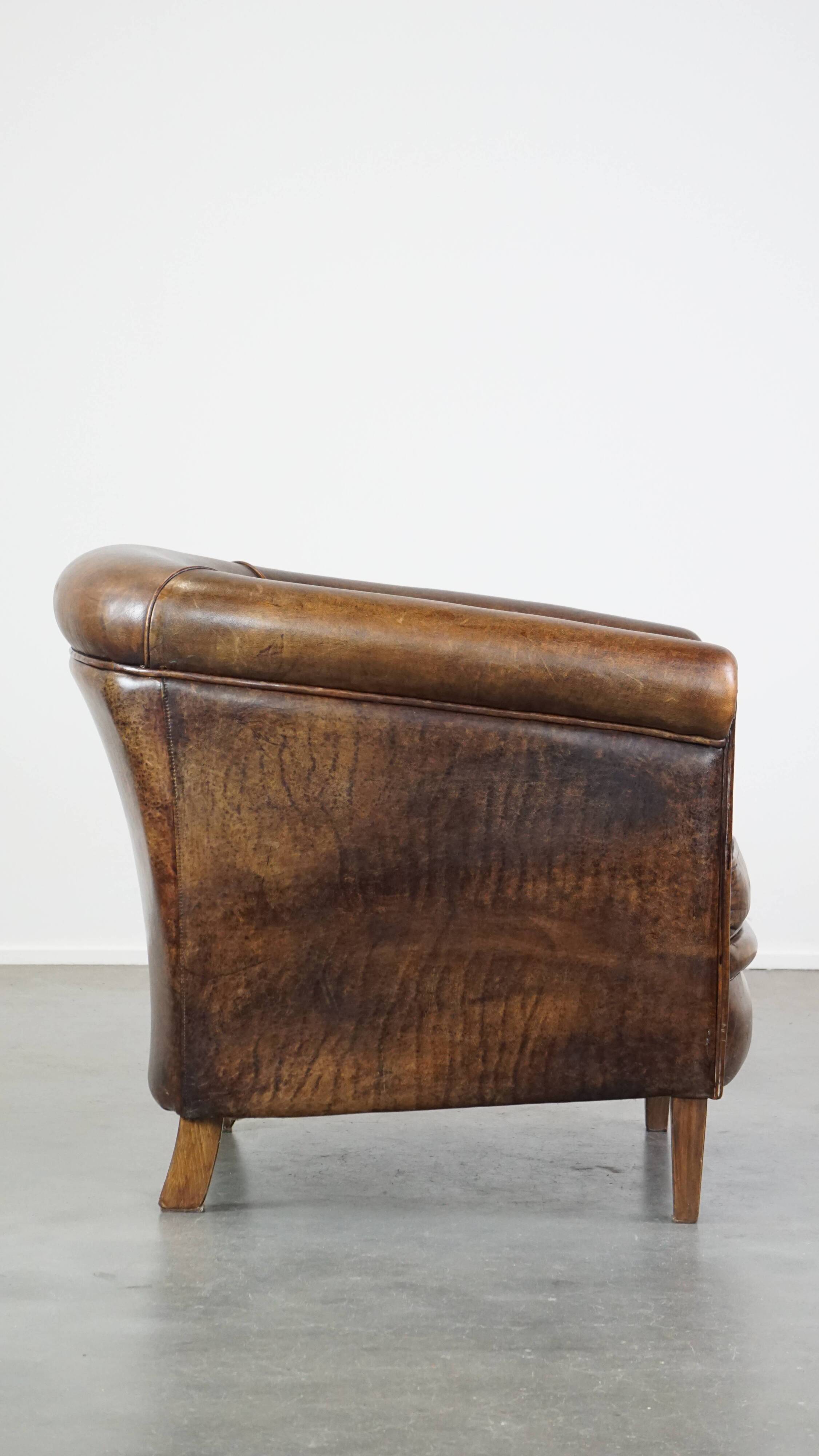 Fauteuil club en cuir de mouton