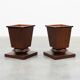 Pair large Art Deco geometric square oak planters, France 1930s