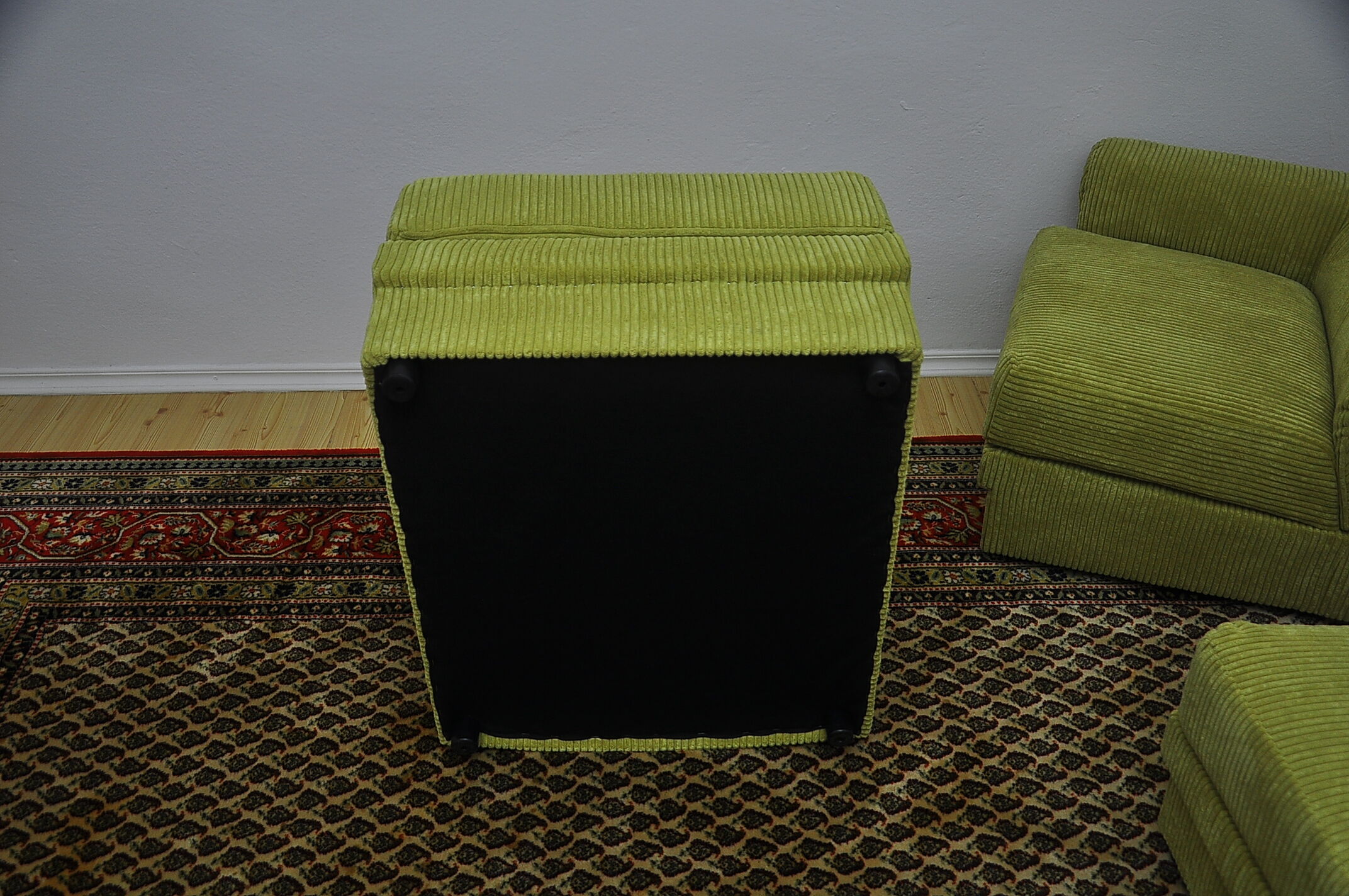 Green corduroy modular sofa, 1970s