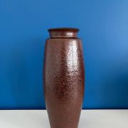 Large textured dark ceramic vase