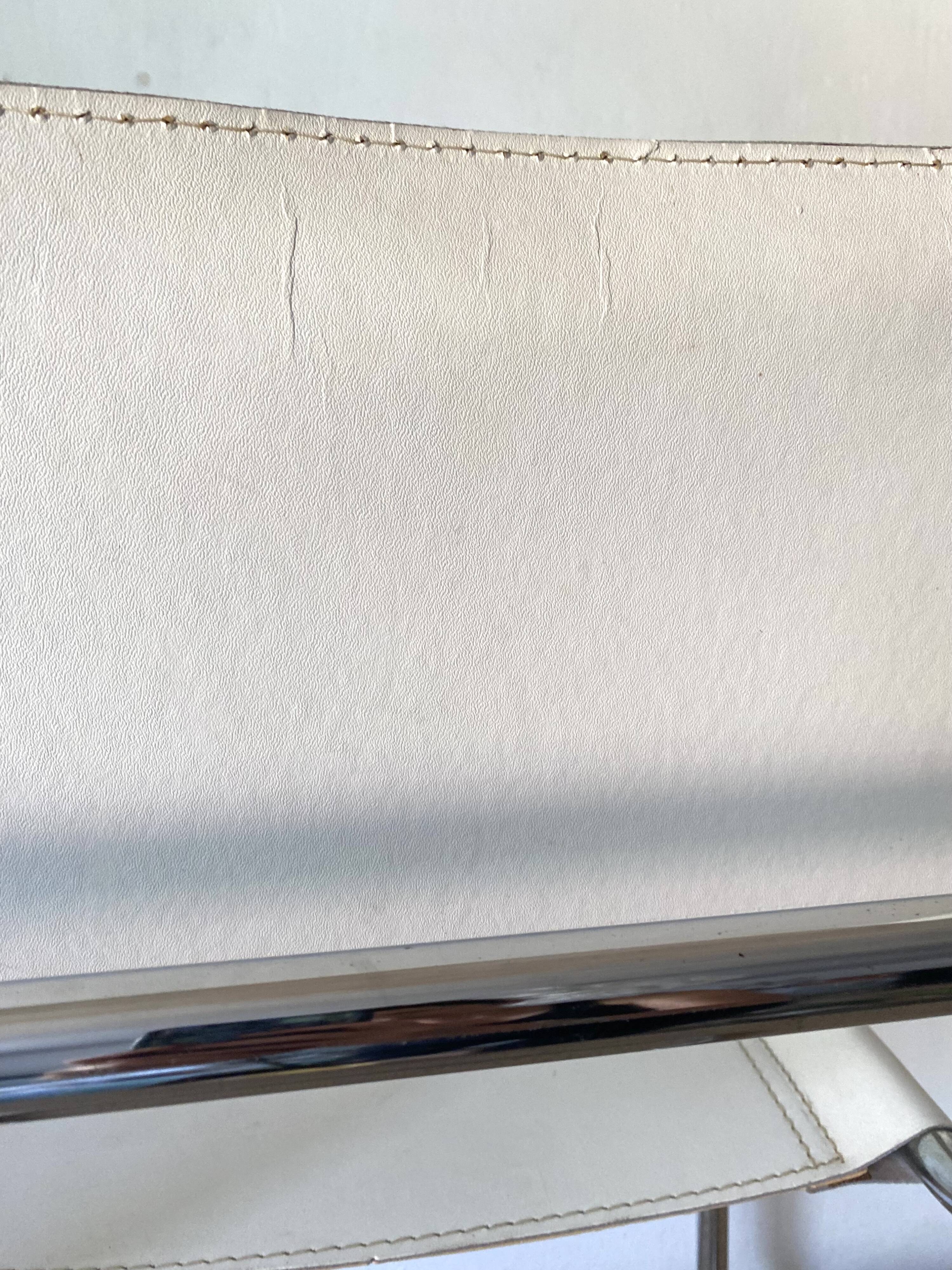 Matteo Grassi style faux leather and chrome armchair