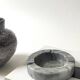 Italian ashtray in veined grey marble, 1970s design.