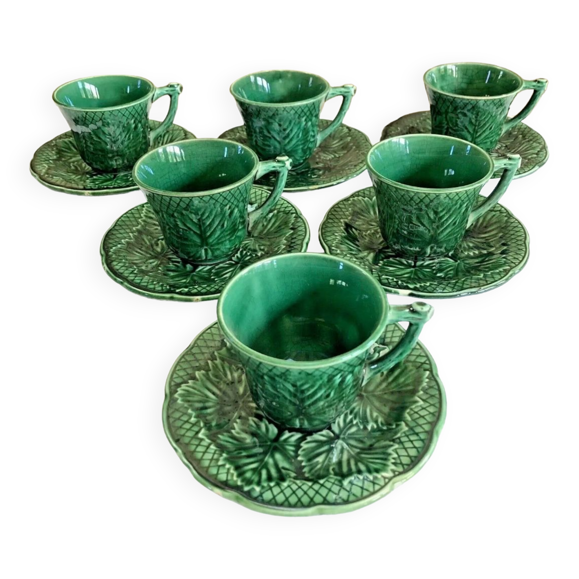 6 cups and coffee cups slurry Gien 1860/1871