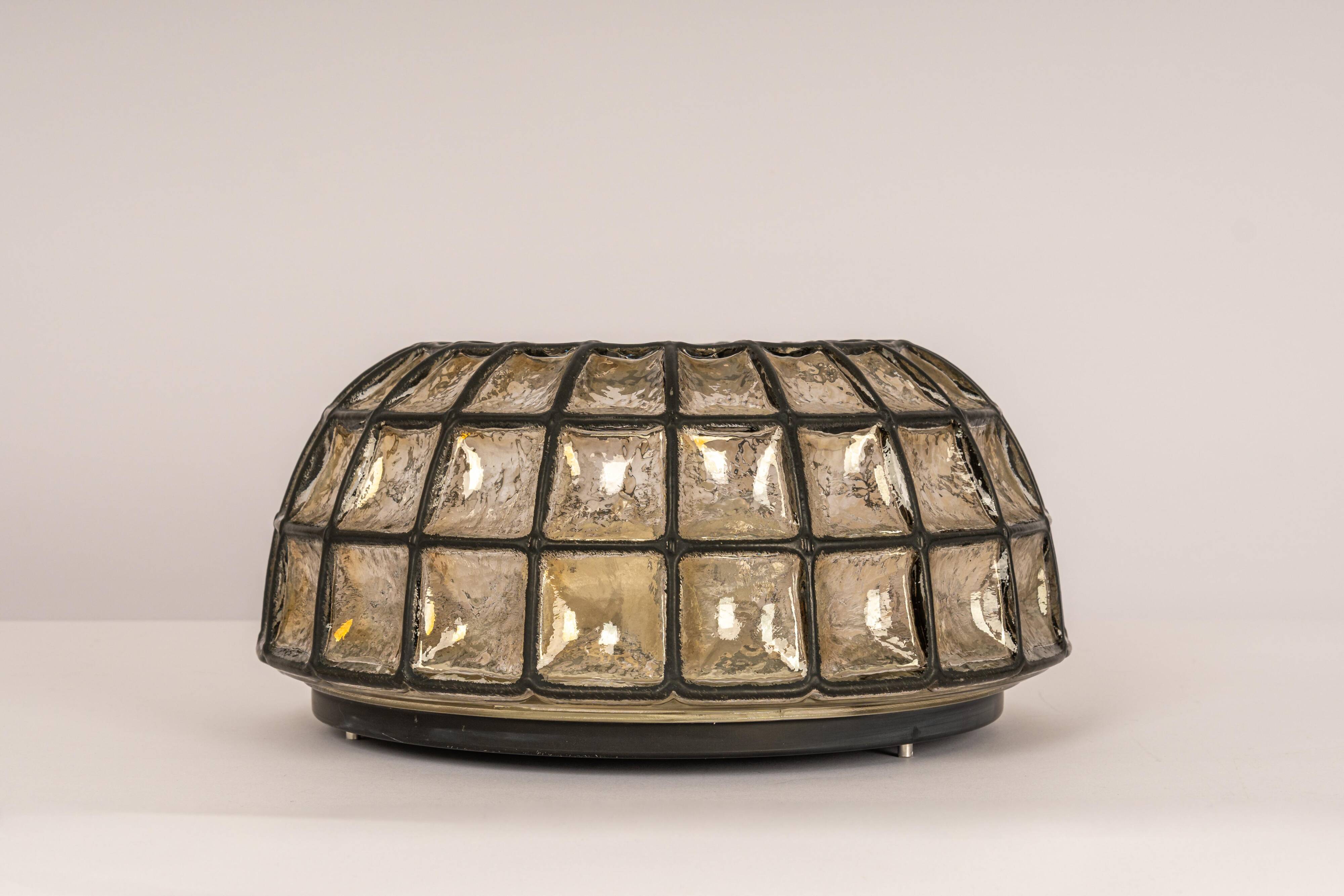 Ceiling lights in iron and clear glass by Limburg, Germany, 1960s.