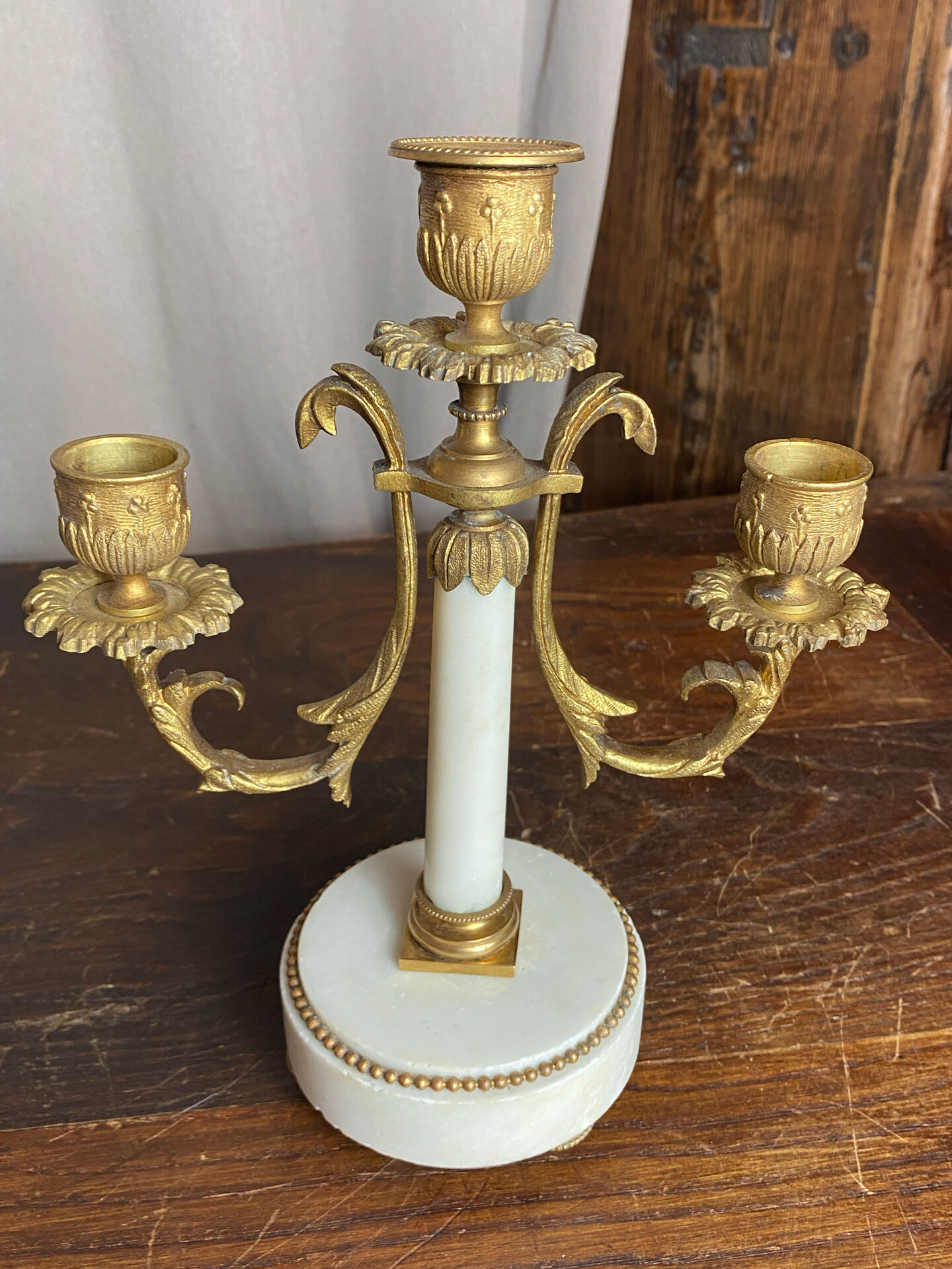 Pair of bronze and marble candelabra, France, 19th century