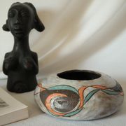 Vase boule Raku moderniste effet glaçure signé