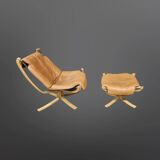 Fauteuil lounge et ottoman Falcon de Sigurd Ressel pour Vatne, Norvège 1970