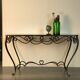 French Art Deco Wrought Iron Dining Table with Black Colored Glass, 1930s