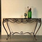 Table à manger Art Déco en fer forgé avec verre noir, années 1930