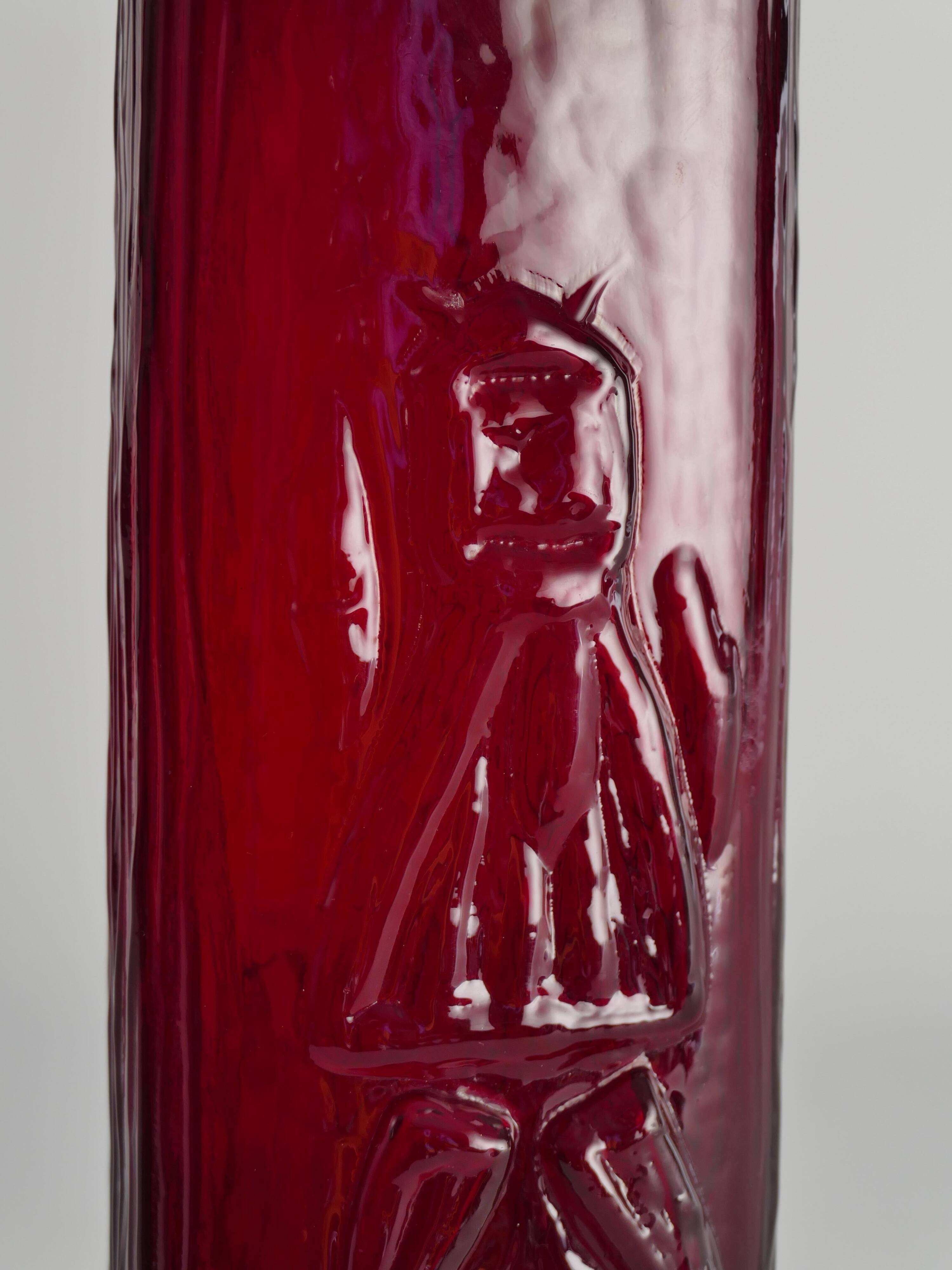 Swedish Red Devil Triangular Glass Vase by Christer Sjögren for Lindshammar