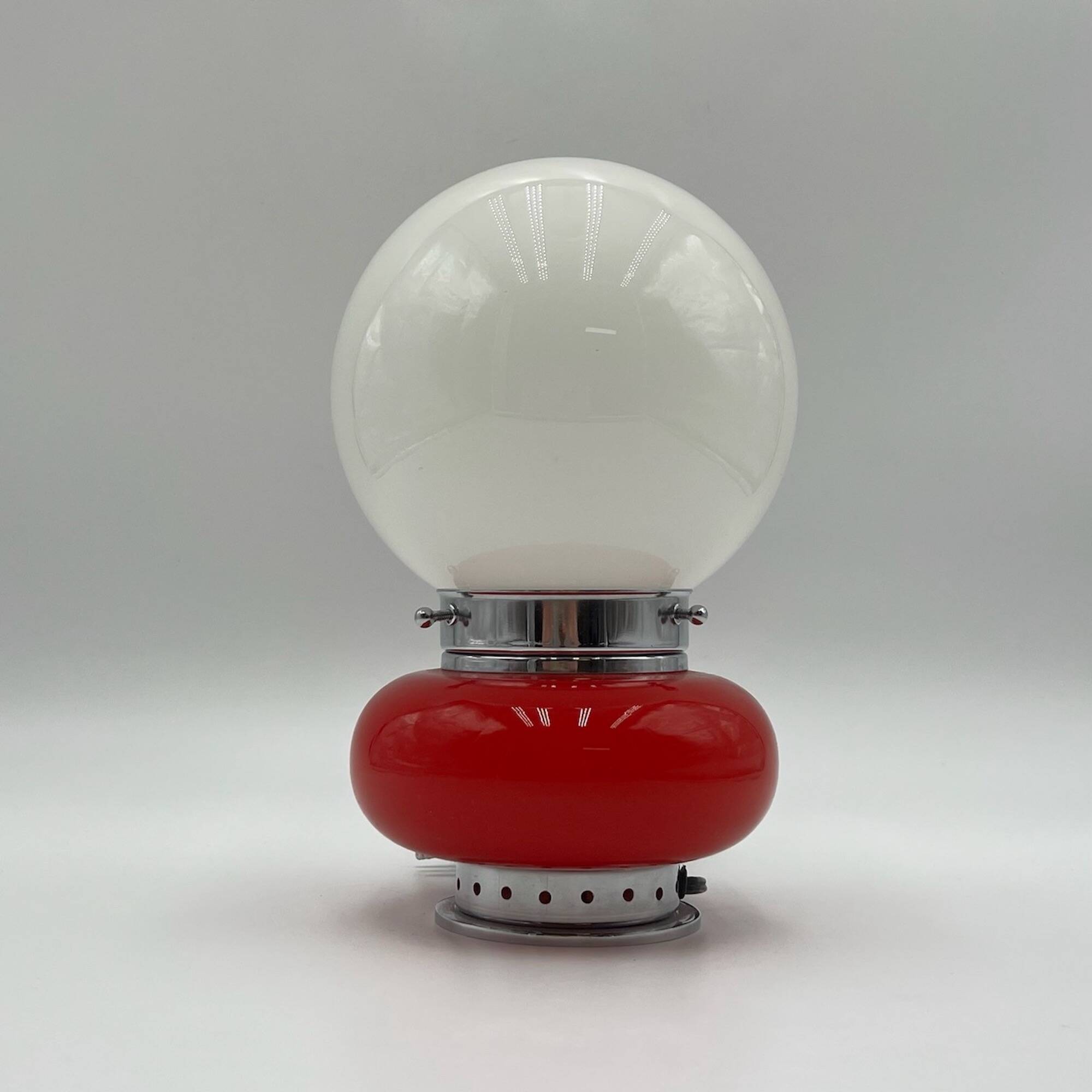 Murano Glass Red Table Lamp Mazzega, 60s