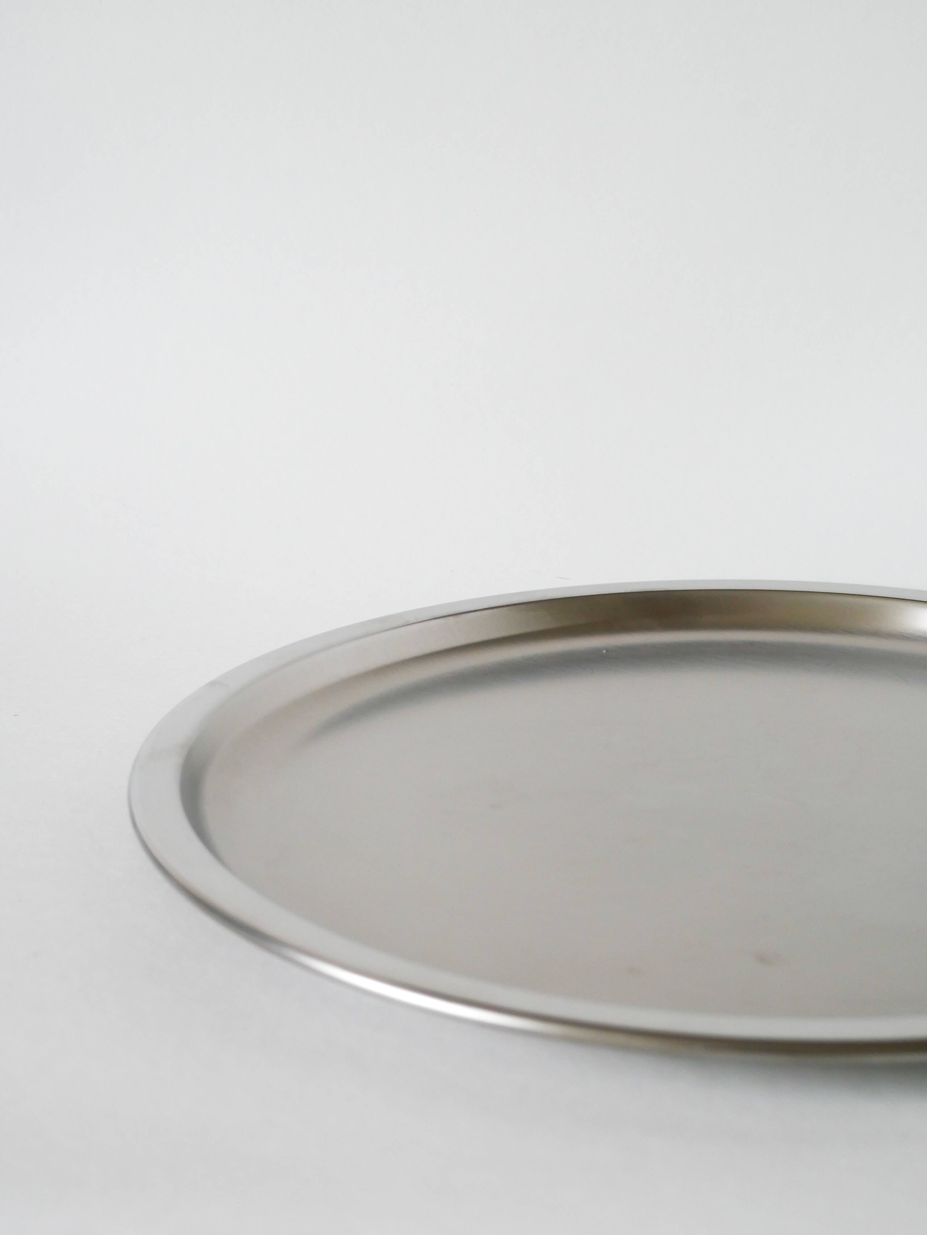 Round vintage stainless steel tray, 1970s