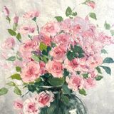 Framed flower bouquet painting