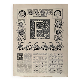 Lithographie sur la lettre E - 1900