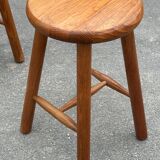 Set of 3 vintage pine stools from the 60s