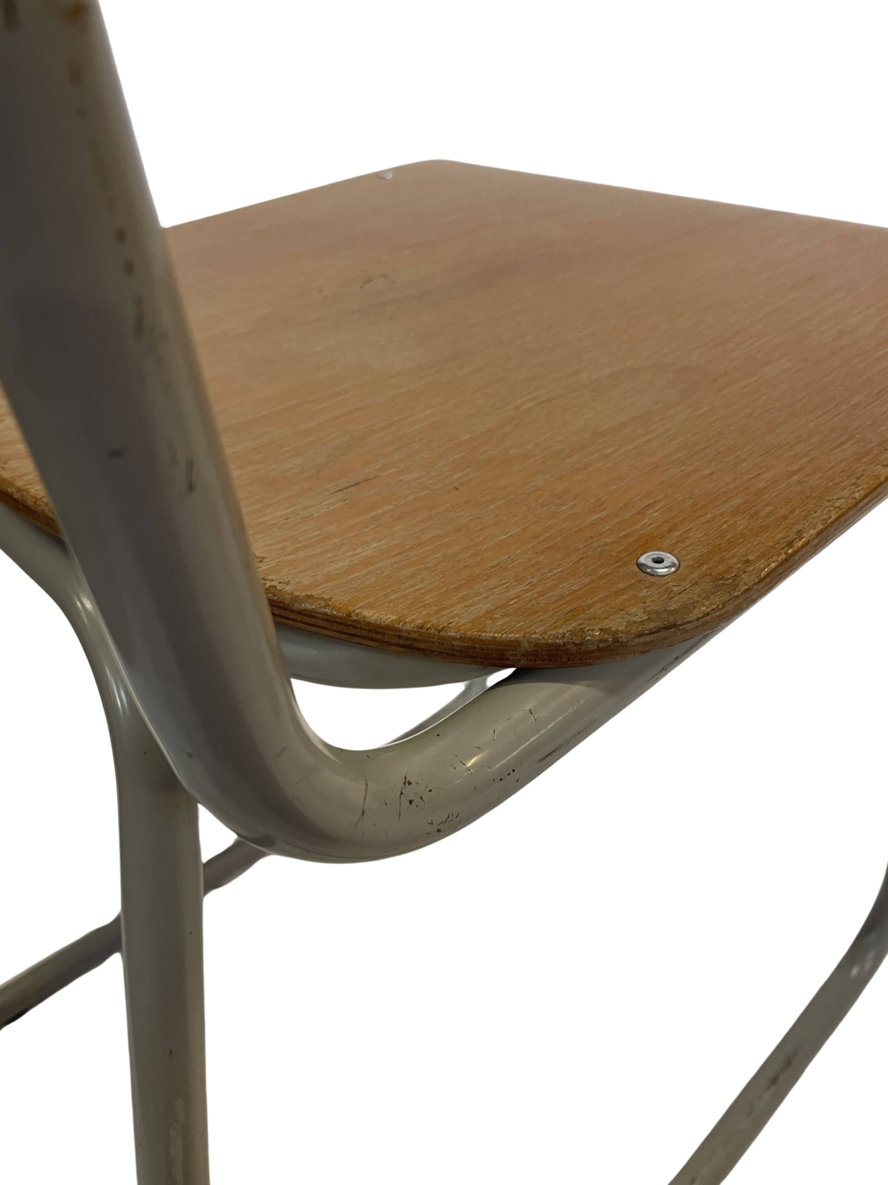 Vintage school chair 1960s minimalist design wood and metal