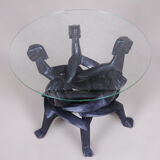 Table pliante art déco sculptée dans une pièce de bois d’ébène, années 1930, Afrique