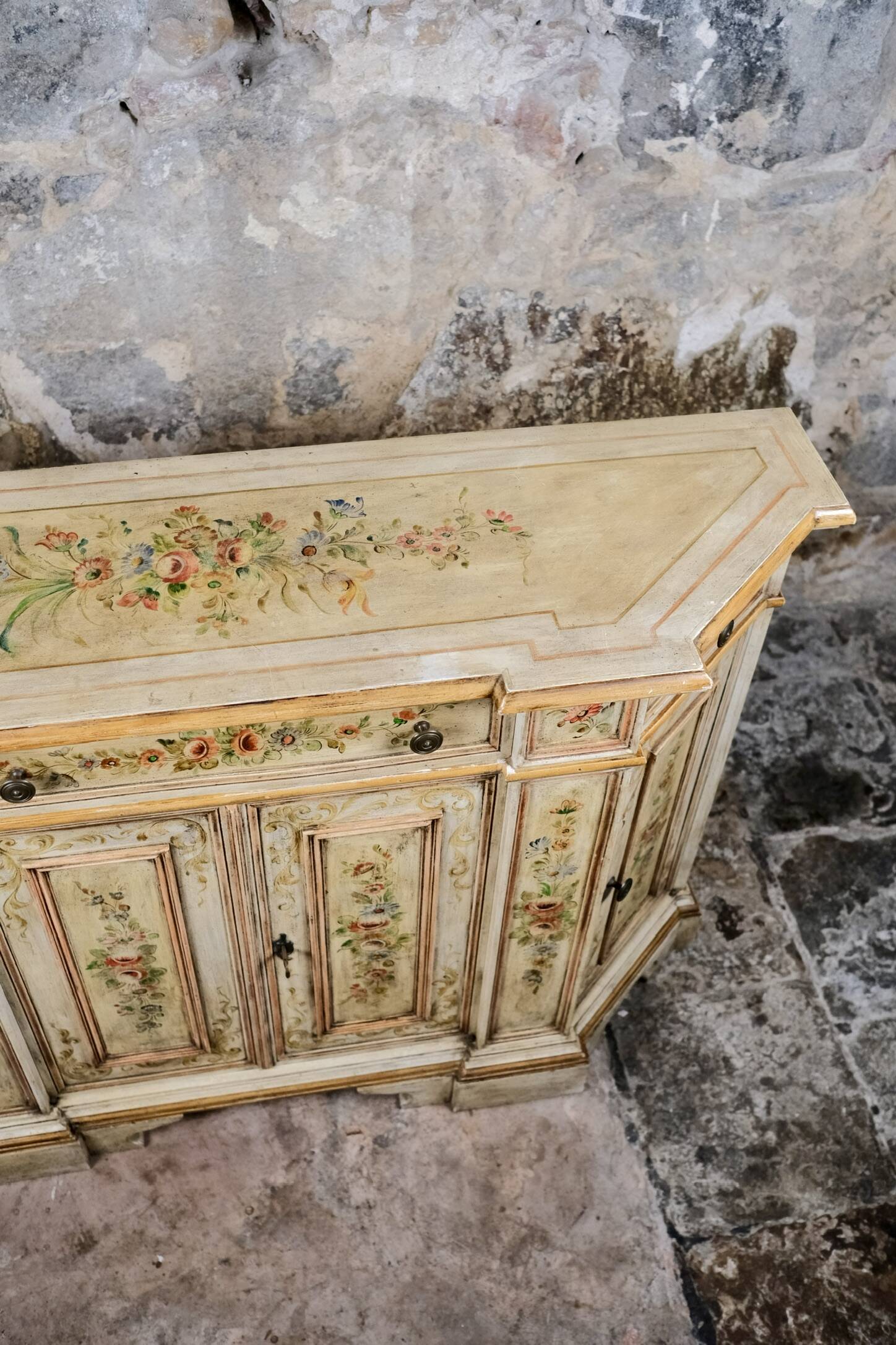 Hand-painted Venetian-style sideboard, mid-20th century