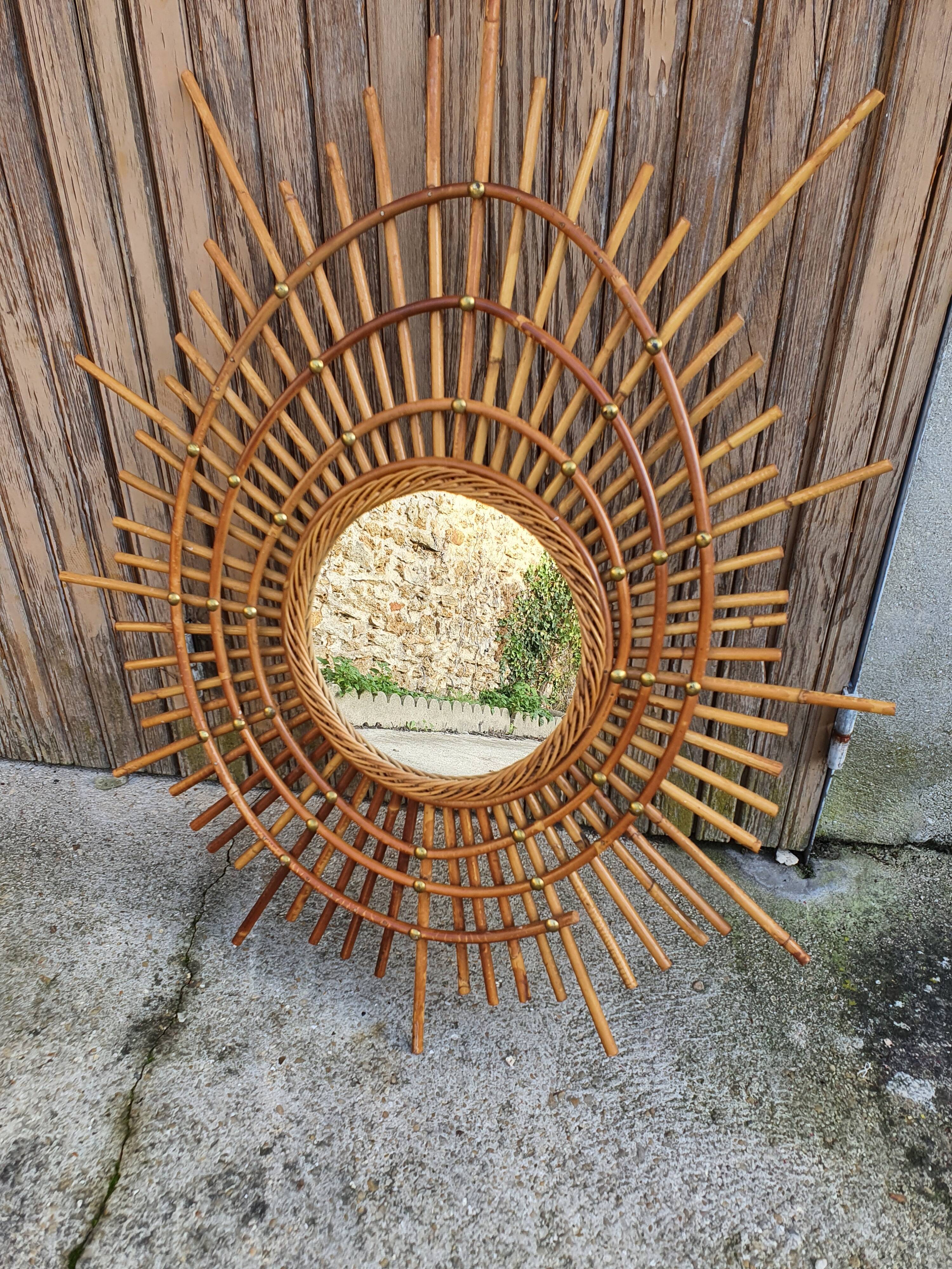 Rattan mirror year 50/60