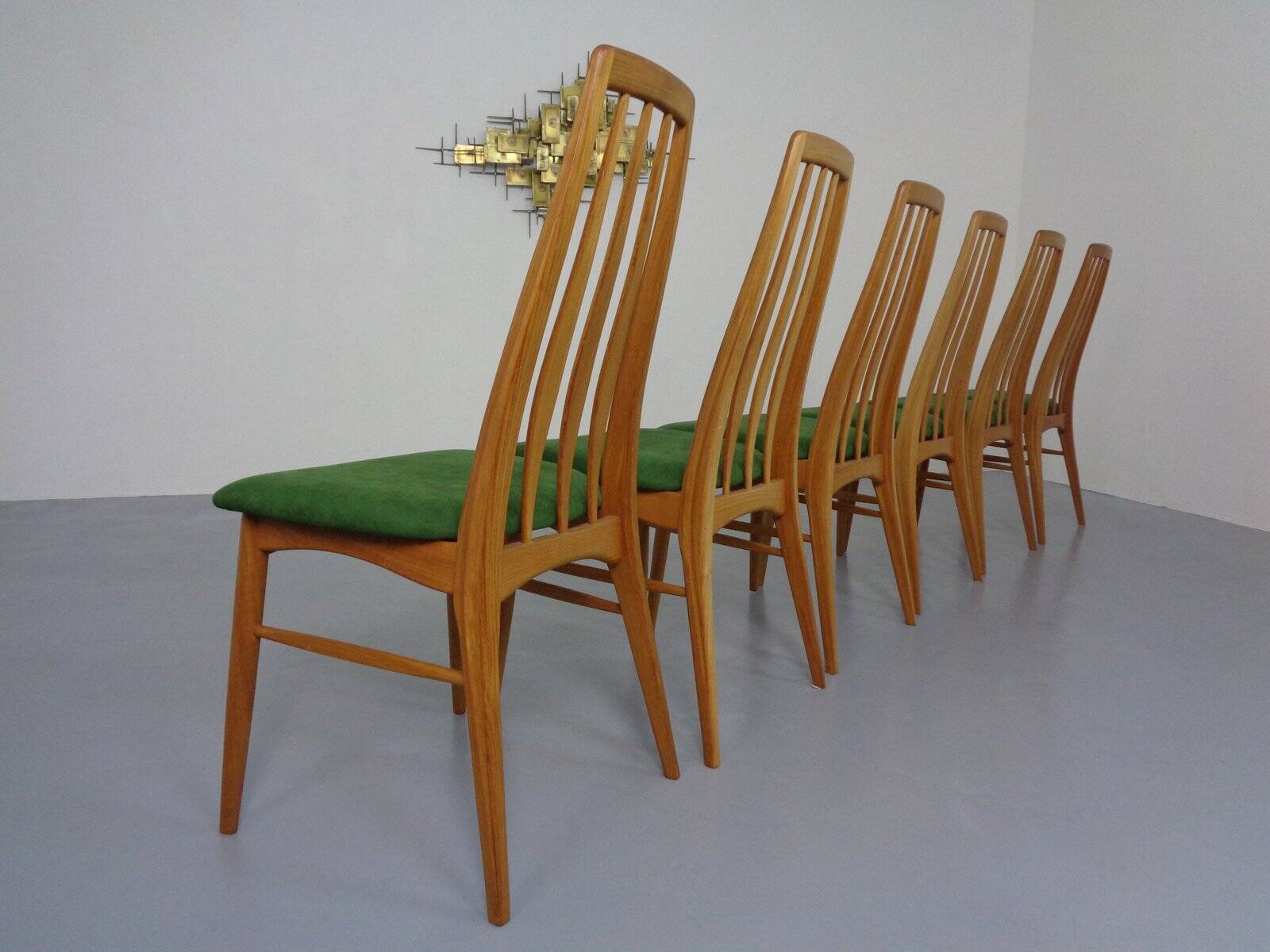 Eva dining chairs in teak by Niels Koeefoed for Hornslet Møbelfabrik, Denmark, 1960s, set of 6.
