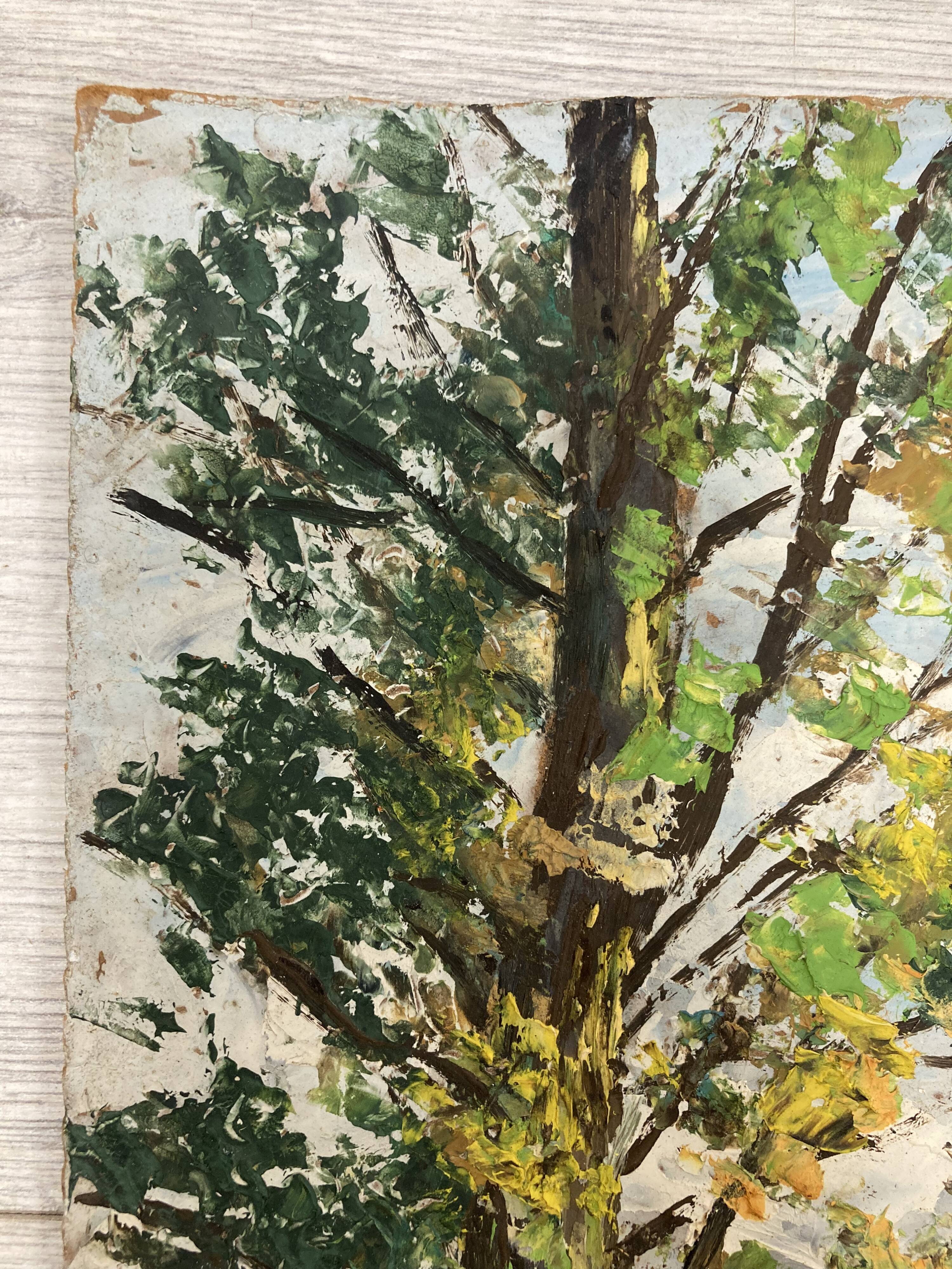 Oil on panel vintage green landscape