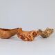 Set of 3 bowls in organic burl wood from Swedish folk art, circa 1960-1970.
