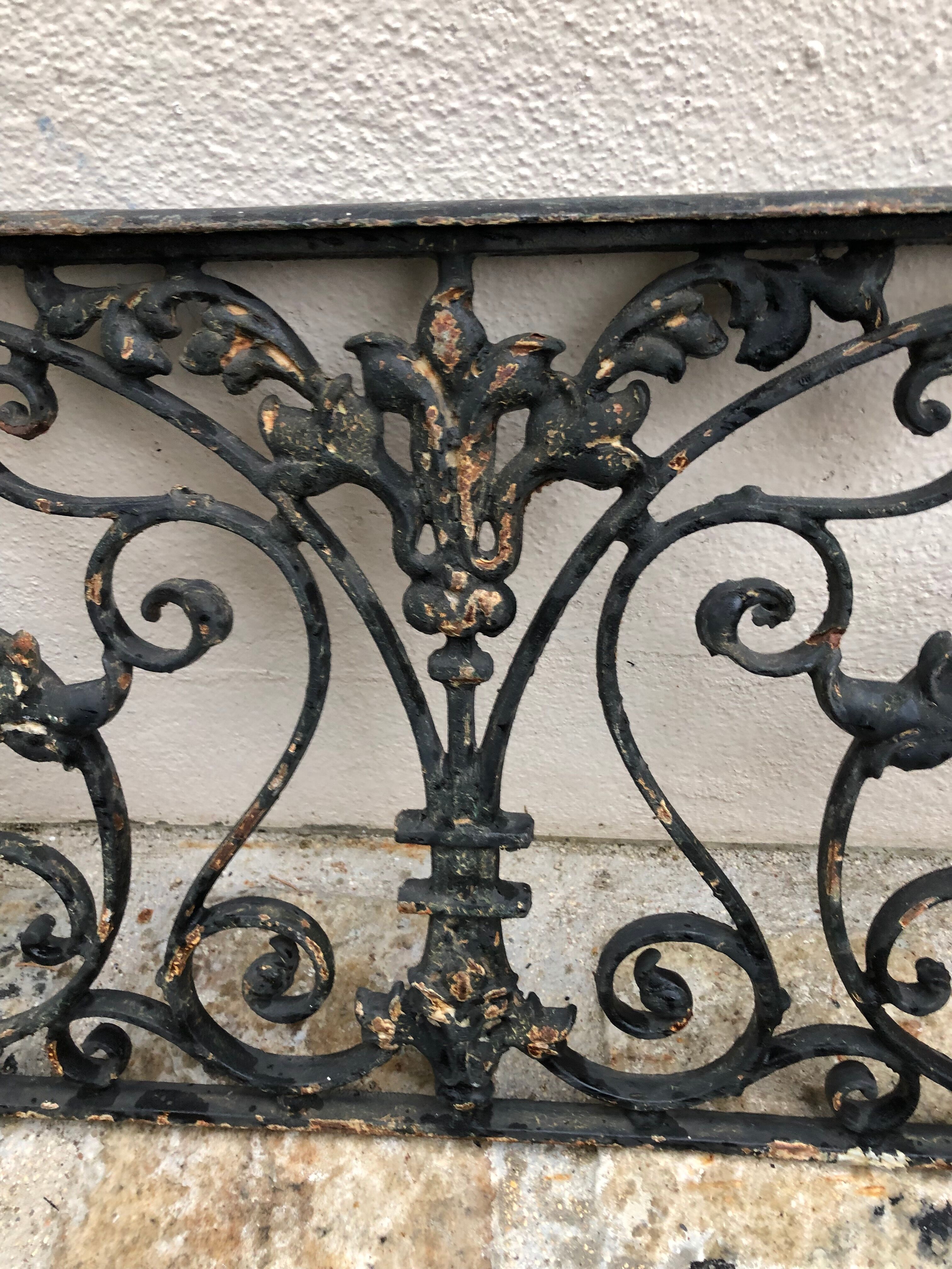 Antique cast iron balcony grill