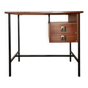 Bureau vintage bois métal design année 1950