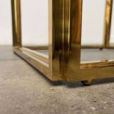 Cube side tables in brass and glass in the French Hollywood Regency style by Maison Charles, 1970s, set of 2.