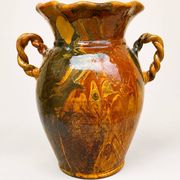 Ancient large vase in glazed speckled terracotta