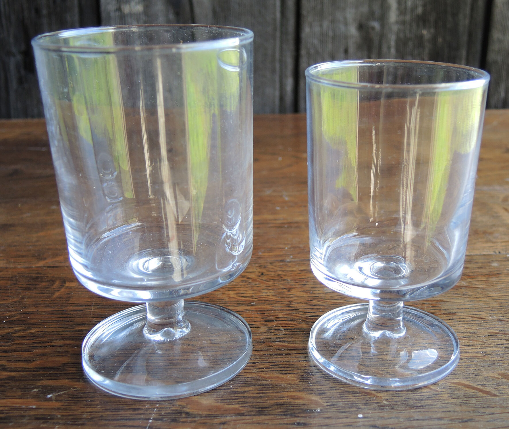 6 old luminarc transparent foot glasses