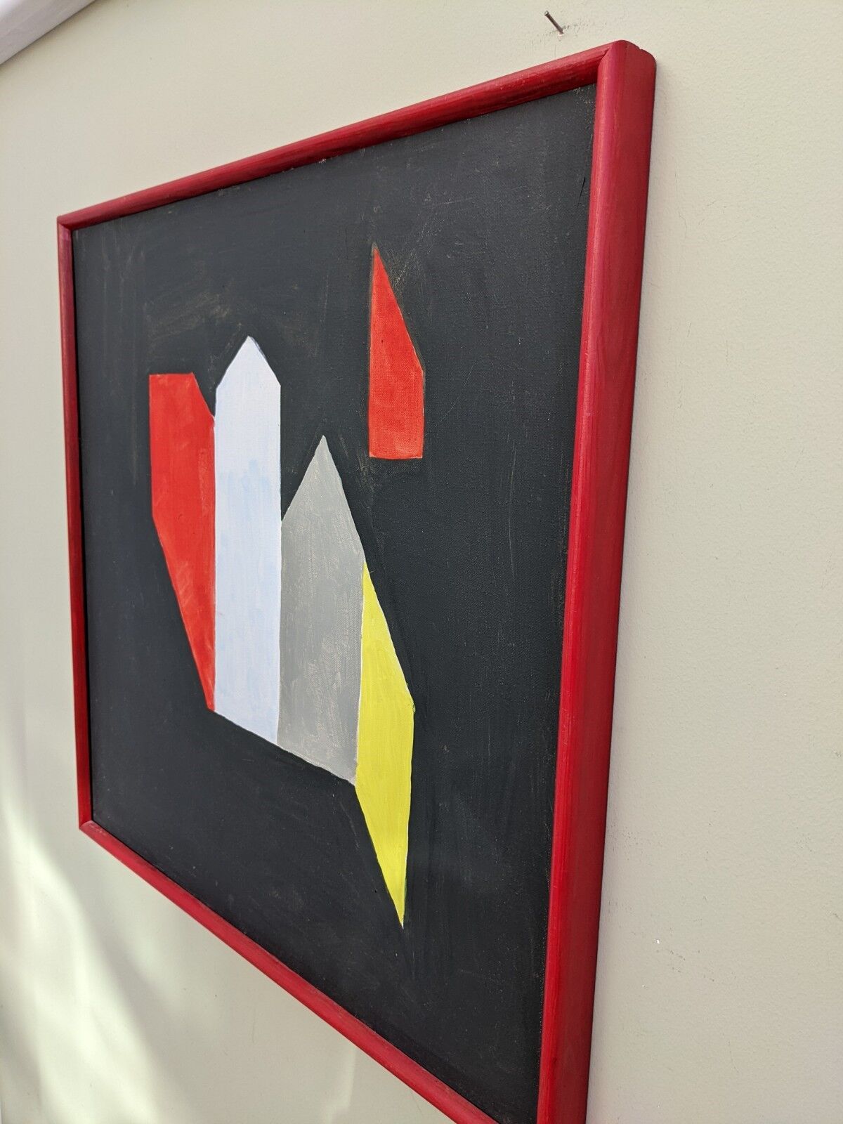 Mid-Century Modern "Dimension" Swedish Vintage Abstract Oil Painting, Framed